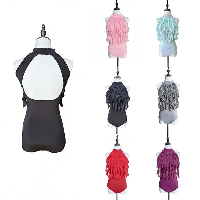 

Танцевальный топ-халтер для женщин 2026, без рукавов, черный, для бальных танцев, взрослый, стандартный, современный, для выступлений и тренировок, VDL5263