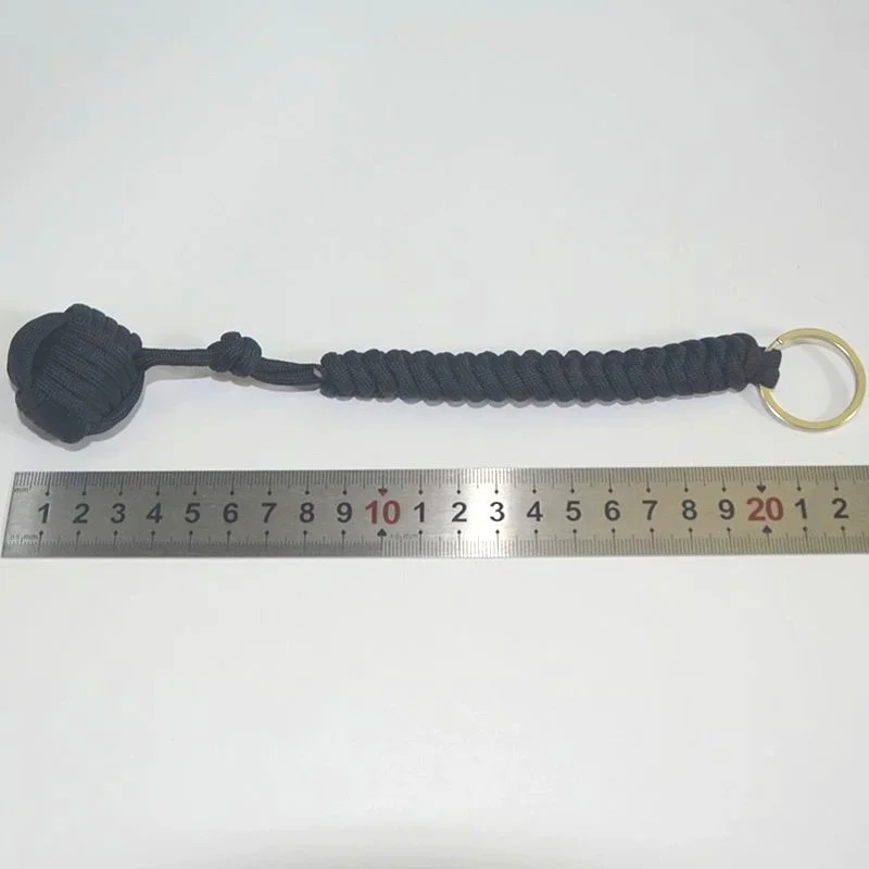 Outdoor Security Protection Black Monkey Fist Steel Ball Bearing Self Defense Lanyard Survival Key Chain  Colors Dropshipping