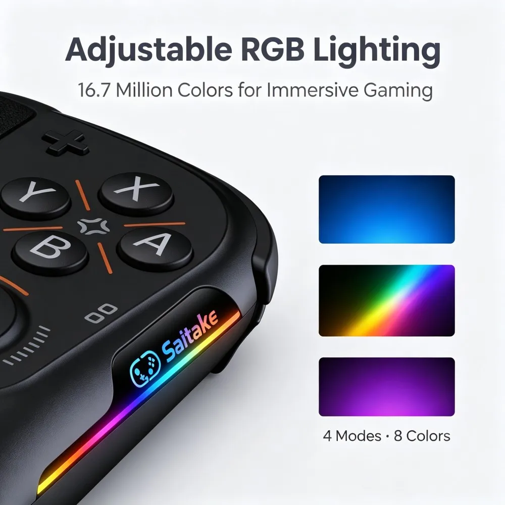 For Switch 2 Controller TMR Hall Effect NS2 Joy-cons Replacement 9-Axis Gyro RGB Light Turbo Macro Programmable L/R Gamepad