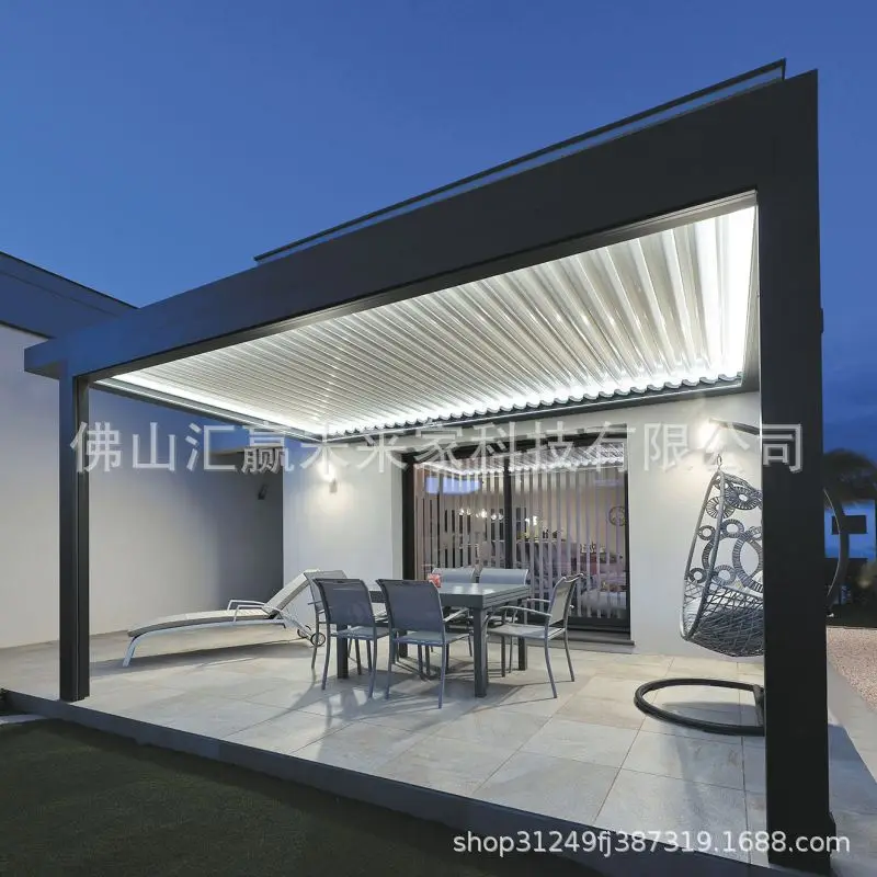 Supply Electric remote control louver pavilion Outdoor poolside garden courtyard Aluminum alloy pavilion
