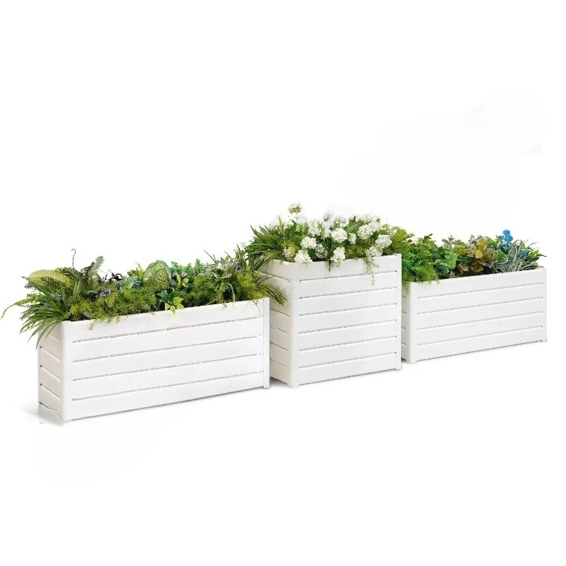 Outdoor aluminum alloy flower box combination, flower groove finished rectangular flower bed can be customized