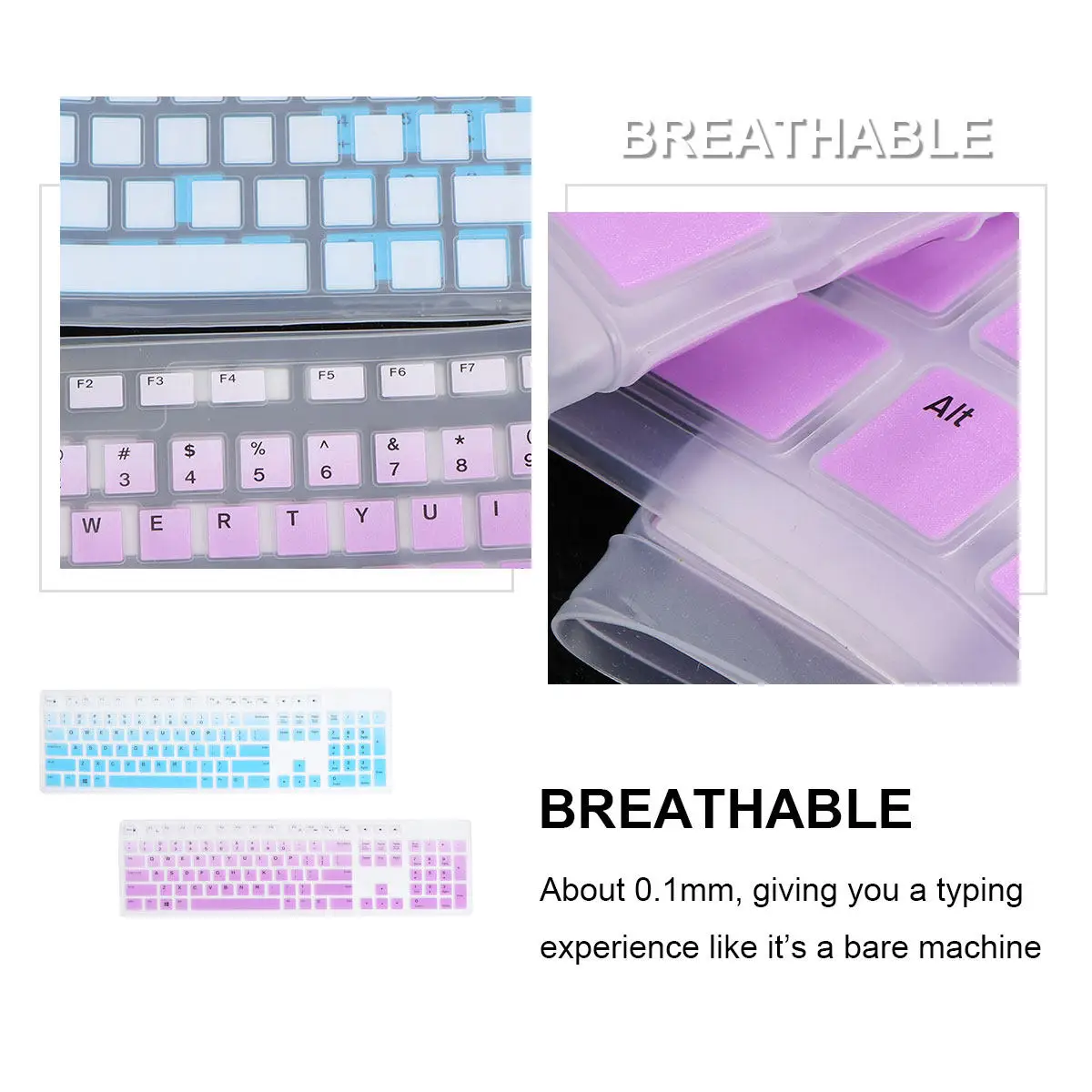 

2Pcs Silicone Keyboard Protective Film Dustproof Waterproof Keyboard Cover Soft Flexible Fit for Dell Kb216p Kb216t Wk636