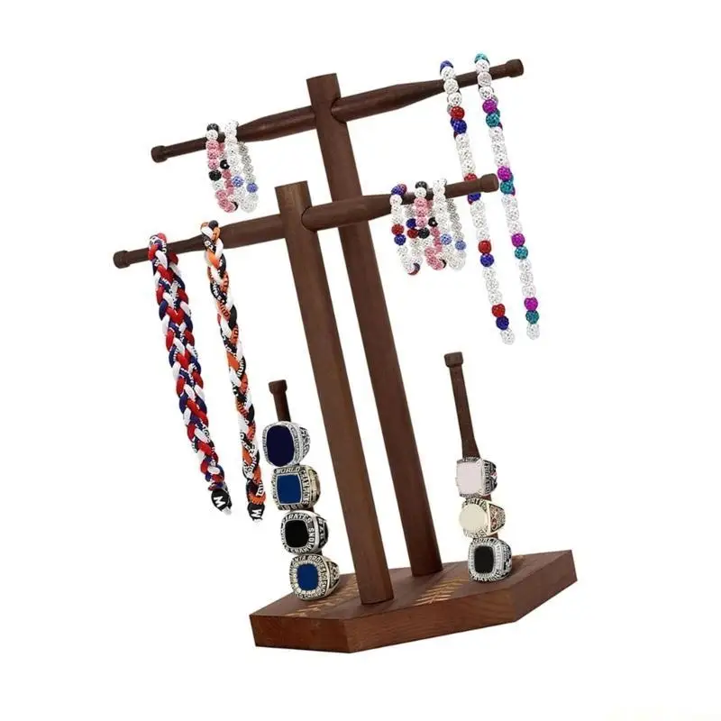 

D46E Универсальный деревянный держатель для чемпионских колец и ожерелья Стеллаж для демонстрации аксессуаров на тему софтбола