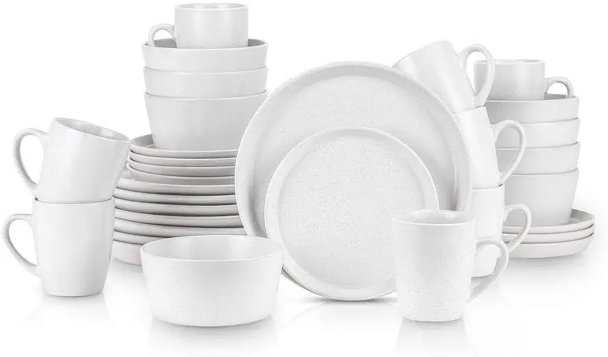 

Dinnerware Set Stoneware, White Speckled