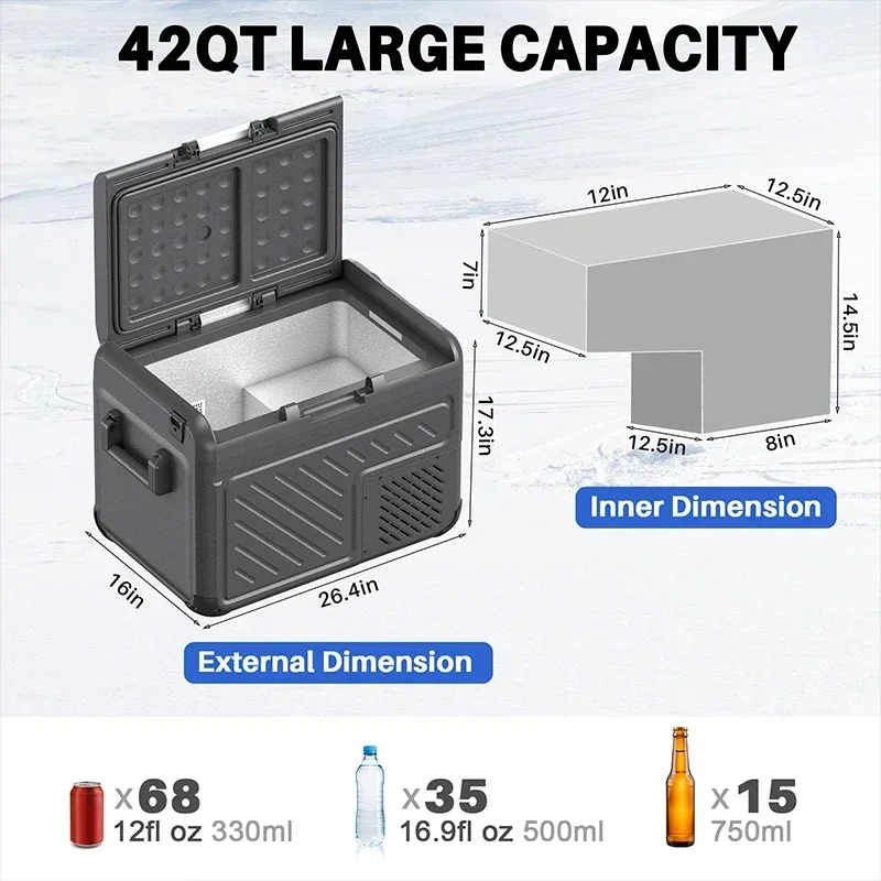 Portable Rechargeable 12v 24v DC Compressor Refrigerators And Freezers 30L 40L Electric Cooler 24/240V Camping Car Fridge