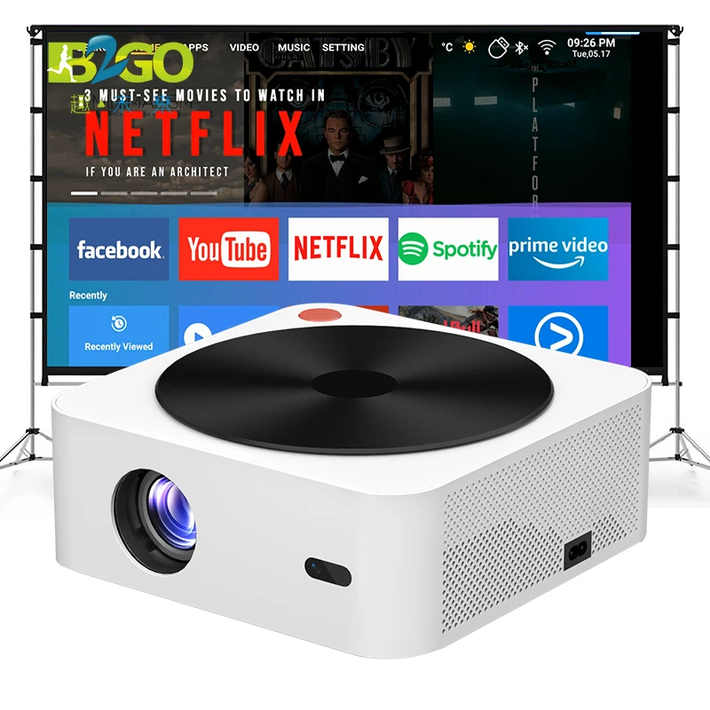 

4K Projector Portable Mini Multimedia Digital Projector Dual band wifi with Android build in Speakers
