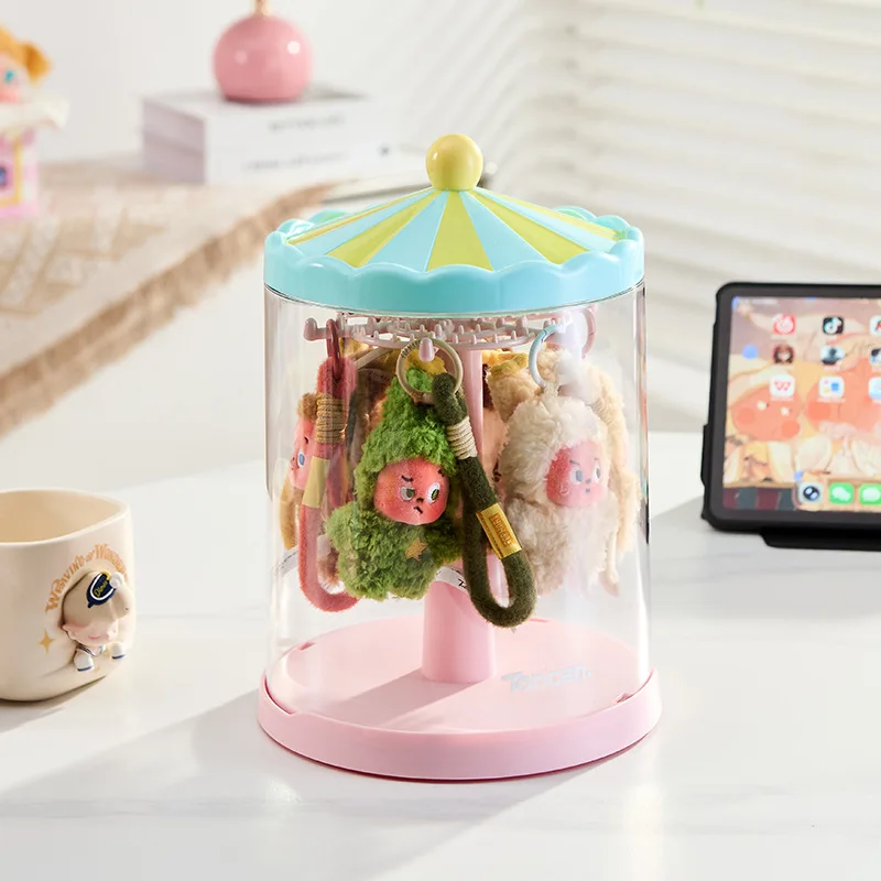 Rotating Transparent Dustproof Display Case Storage Rack for Collectible Figures Plush Toys Blind Box Desktop Wall Hanging