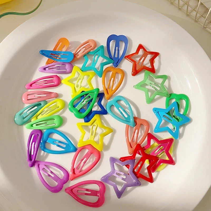 10pcs Small Hair Clips with Noctilucent for Little Girls  Heart Metal Mini  Hair Clips Barrettes for Kid Toddler