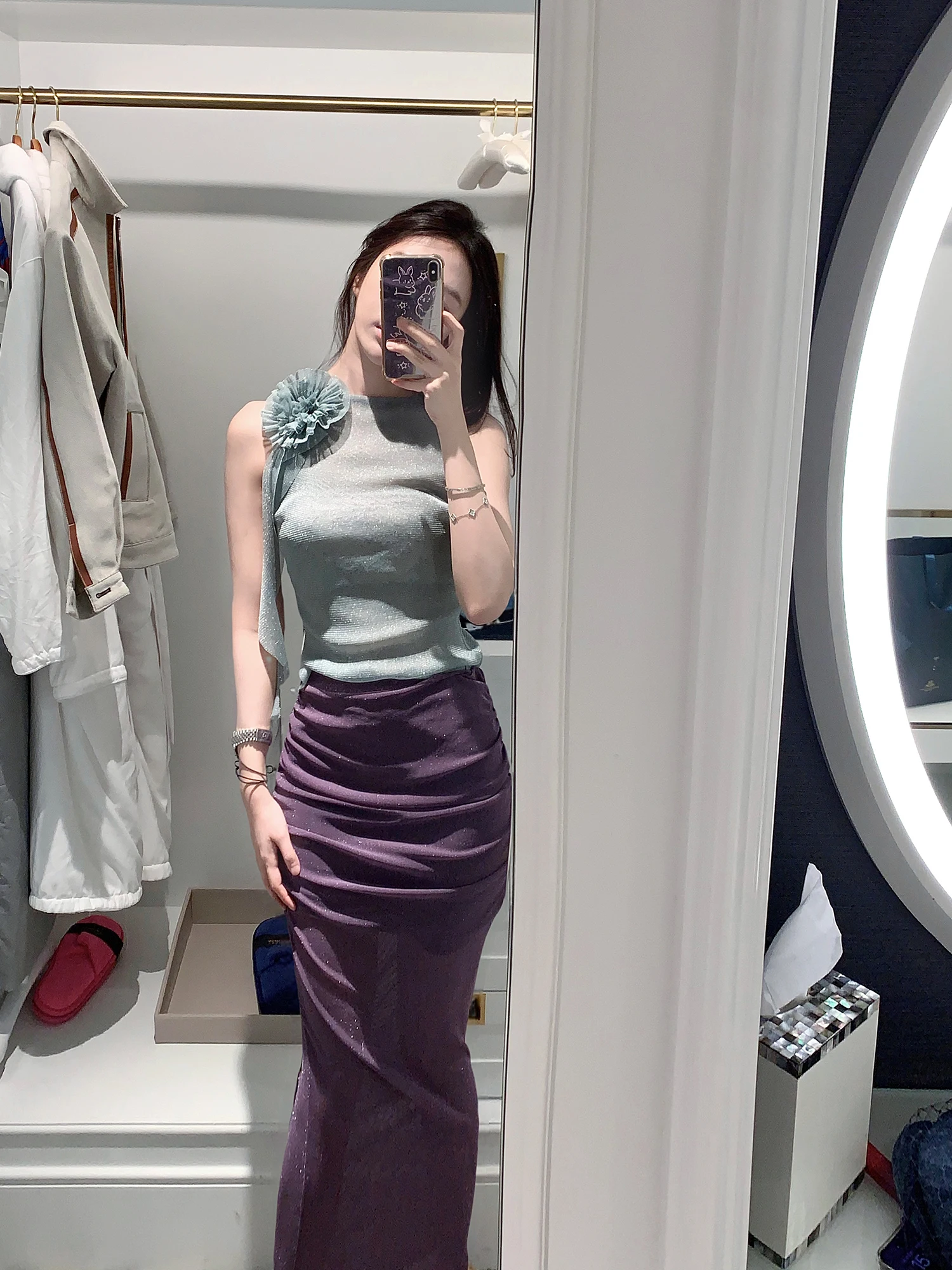 

Amor Purple iny Silver Tead Русалка f-длинная юбка женская винтажная юбка средней длины с запахом лето 2024