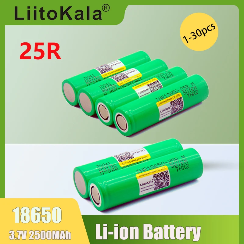1-30PCS NEW LiitoKala 18650 2500mah 25R 18650 Li-ion Rechargeable Battery Power Safe Battery