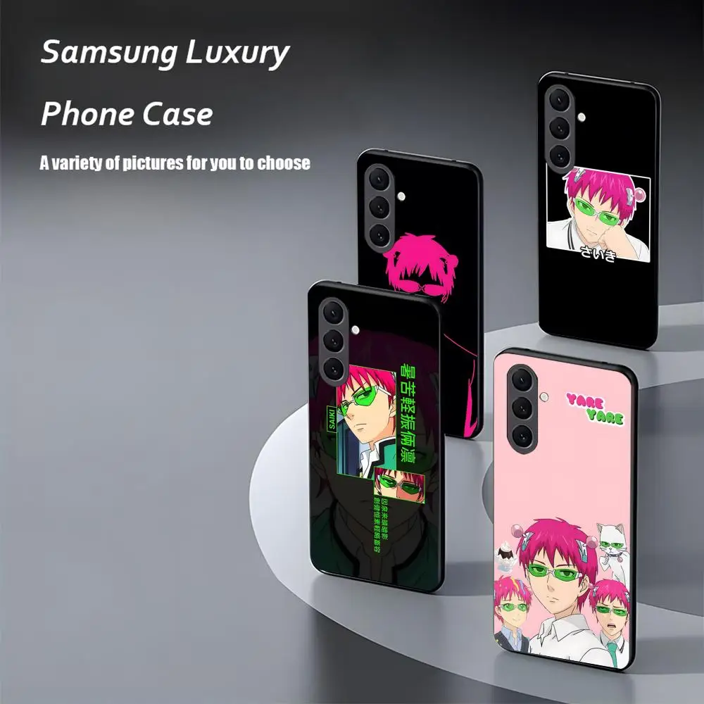 Kusuo Saiki Popular Anime Phone Case For Samsung Galaxy S25 S24 S23 S22 S21 S20 Plus Ultra Note20 Soft Black