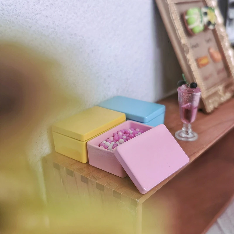 

1Pc 1:12 Dollhouse Mini Square Box Snack Candy Box Accessories Miniature Food Play Model Doll House Accessories Storage Box