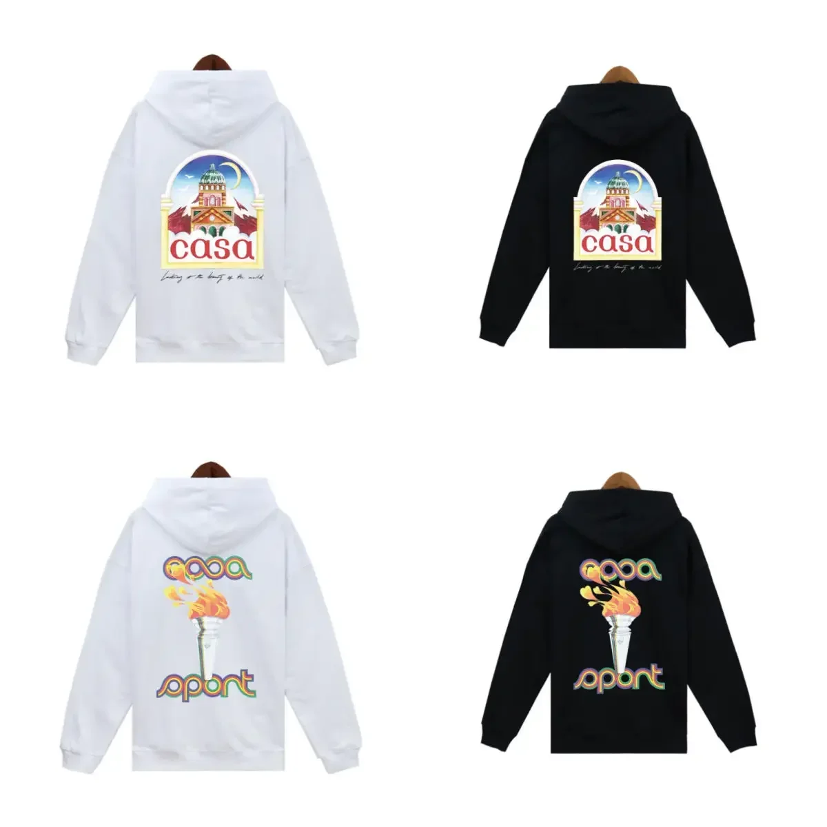 Casablanca Sweater Trendy Brand New Letter Logo Personalized Design Printed Hooded Sweater Men and Women Cross-border