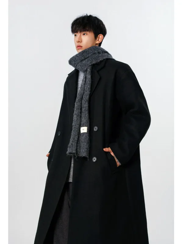 

TANGZ STUDIO Korean Sle Men's Woolen Coat Couple's Long Coat Double Row Buttons Warm Winter Jaet for Teenagers