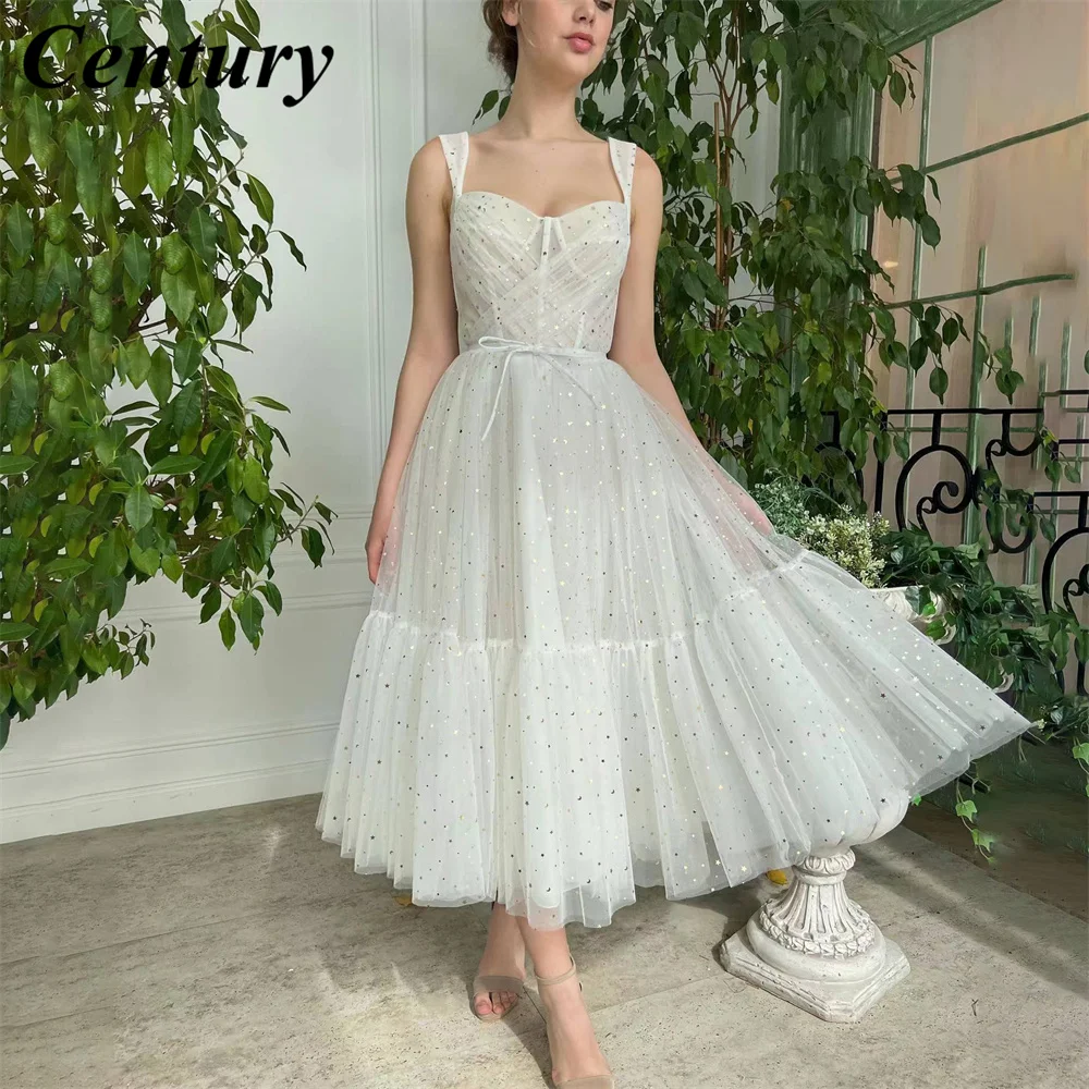 

Ivory A Line Formal Dresses Spaghetti Strap Party Dress For Wedding Sequin Special Occasion Dresses Sweetheart Neck robe soirée