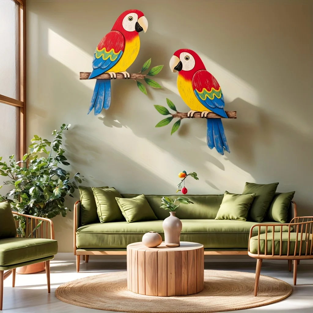 2 قطعة ألوان مائية خشبية الطيور الجدار الديكور غرفة ديكور للأطفال غرفة الديكور المنزل غرفة نوم جدار الشارات غرفة المعيشة #5