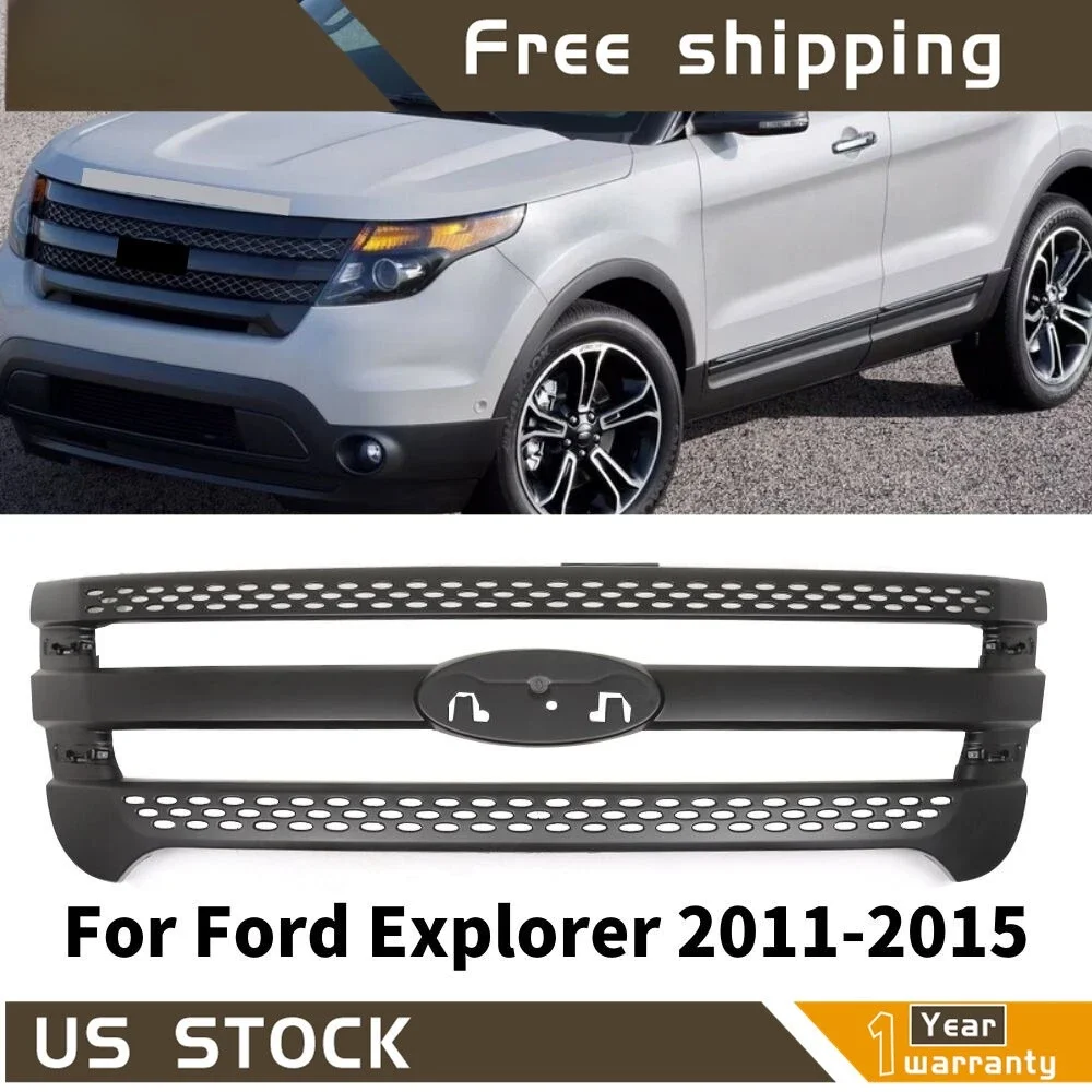 

ABS Plastic Fit For Ford Explorer 2011-2015 Front Upper Bumper Hood Grill Grille
