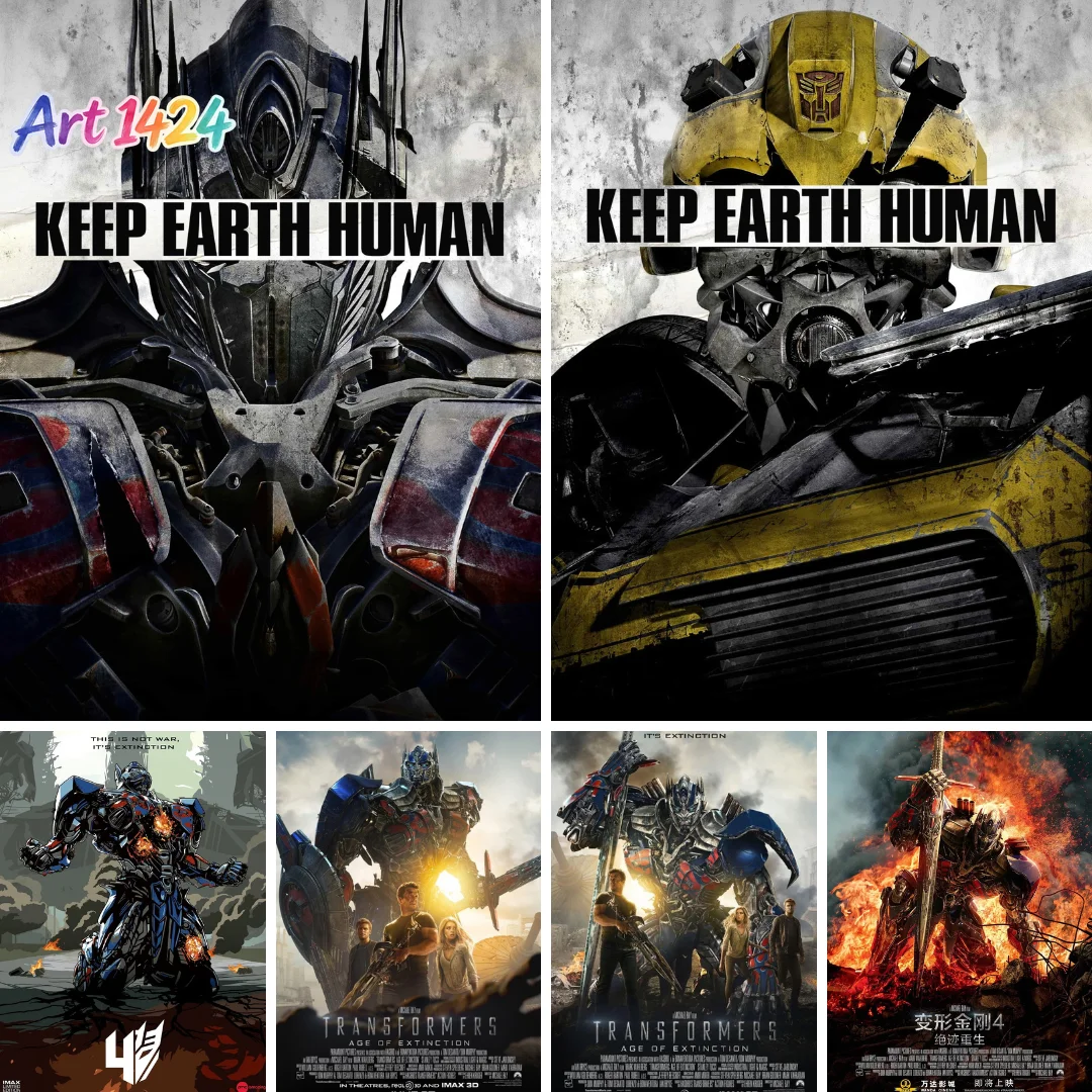 Transformers Age of Extinction Movie Poster Canvas Art Home Wall Decor Kids Room Decoration Children's Gift Print Artwork