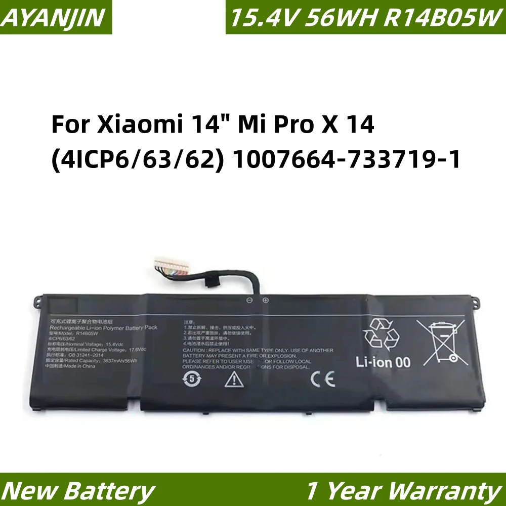 

R14B05W 15.4V 56Wh Laptop Battery for Xiaomi 14" Mi Pro X 14 (4ICP6/63/62) 1007664-733719-1