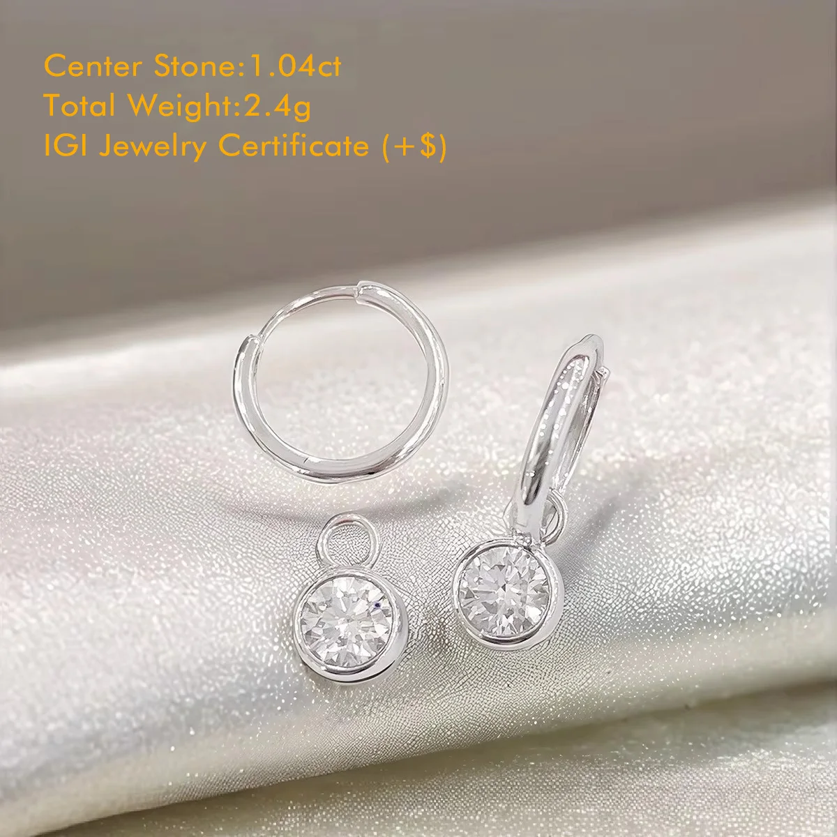 Trend 0.5CT Round Cut Diamond Drop Earrings 18K Gold Genuine Lab Grown Diamond Dangling Earrings Wedding Jewelry