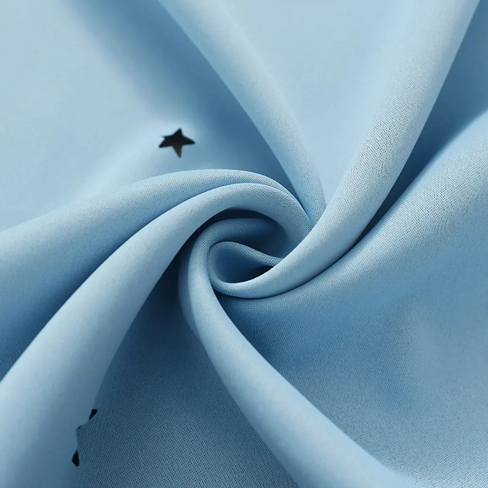 Stylish Blue Star Pattern Double Layer Blackout Curtain Heavy Duty Grommet Drapes for Window Privacy Window Curtain