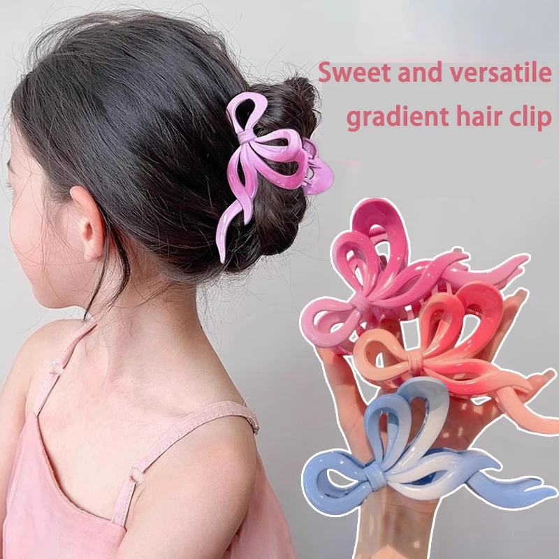 

Gradient Color Bow Hair Clip for Women Large Size Dopamine Hollow Four Season Sweet Grab Clip for Girls Hair Accessory