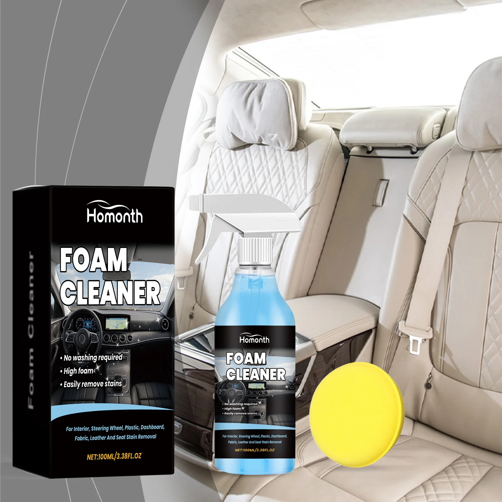 Nano Car Interior Stain Removal Spray No Wash Leather Fabric Seat Cleaner Quickly Dissolve Coffee Oil Stains Auto Care Spray