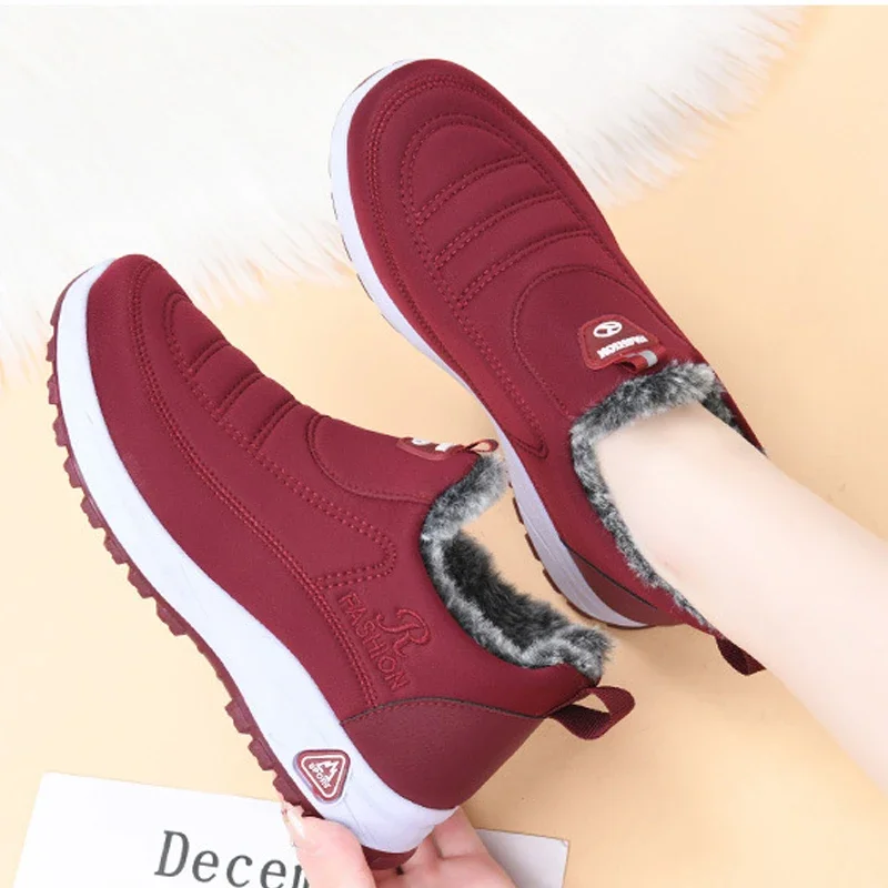 Women Boots Warm Fur Snow Boots Antislip Winter Women Shoes Casual Flat Ankel Boots Fashion Female Cotton Shoes