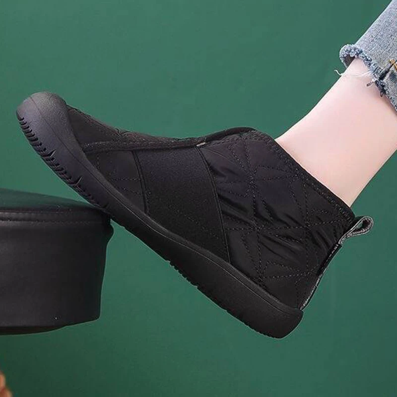 أحذية امرأة الثلوج 2025 الاتجاه النساء الجوارب الانزلاق على أحذية السيدات الدفء حذاء من الجلد منصة أفخم بوتاس موهير أحذية الشتاء #1