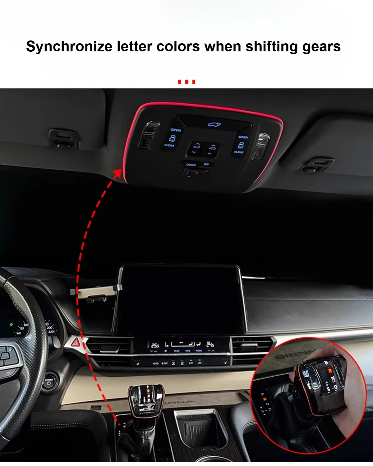 For Toyota Sienna 2022-2026 Car Front Ceiling Reading Lamp Atmosphere Light Led Flowing Colorful Ambient Light Accessories detail image 3