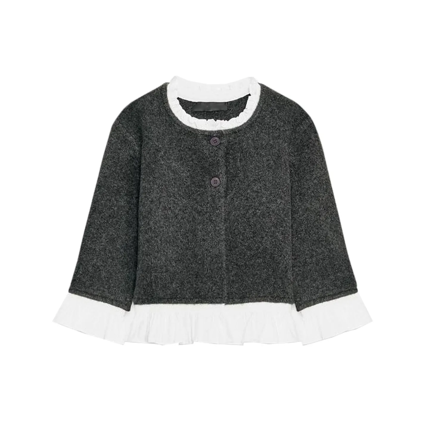 Autumn Women's Briti Sle Knitted Layered Decoration round Ne Seven Sve Silk Patchwork Knitwear Soft Polyester Casual...