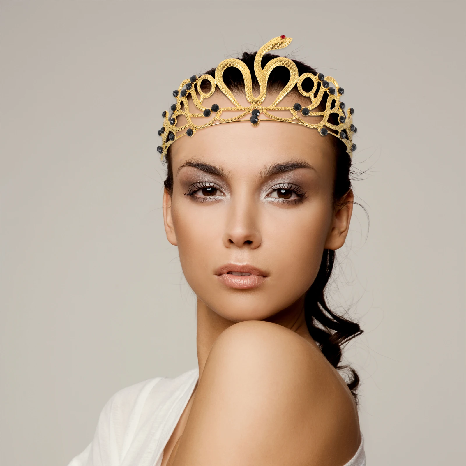

Egyptian Golden Snake Crown Bridal Headdress Bride Birthday Crowns Hair Accessories Headband for Women Costume
