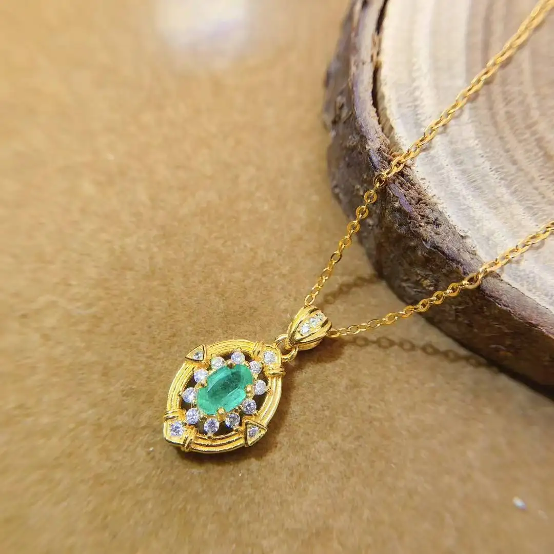 KJJEAXCMY High End Women's Pendant Natural Emerald S925 Silver Colorful and splendid The entire body is spotless and flawless