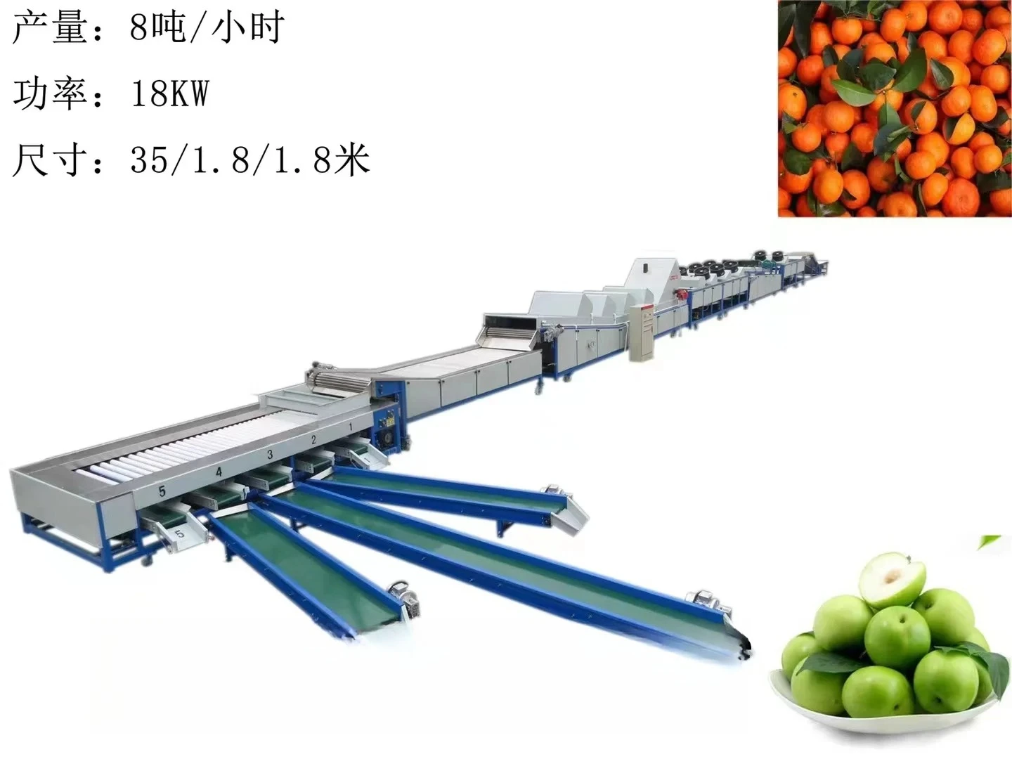 Factory Price Automatic Fruit Vegetable Sorting Apple Potato Tomato Orange Avocado Onion Grading Washing Size Weighing Machine