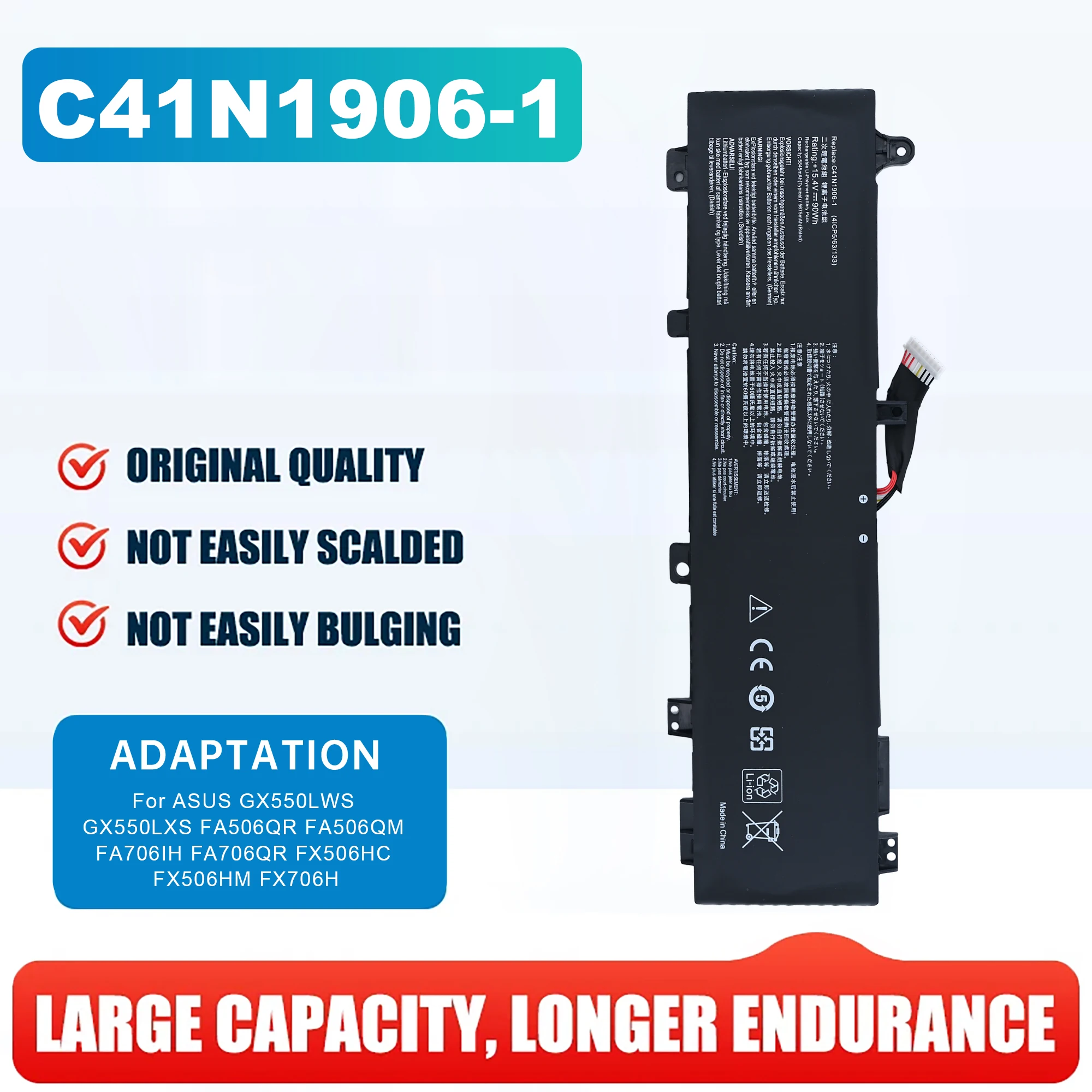 C41N1906 C41N1906-1 Laptop Battery For ASUS GX550LWS GX550LXS FA506QR FA506QM FA706IH FA706QR FX506HC FX506HM FX706H