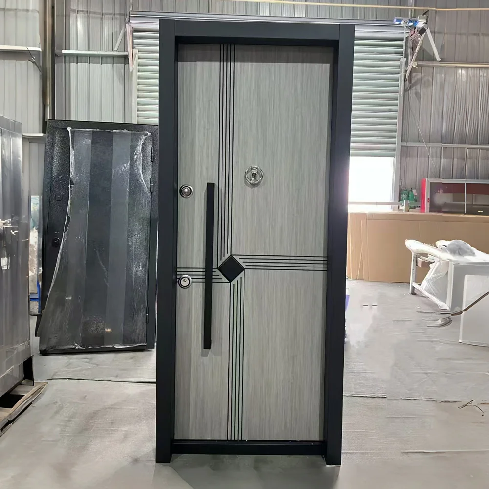 Luxury Aluminum Alloy Postmodern Swing Door with Stainless Steel Screen Netting Water Resistant Commercial Exterior Entry