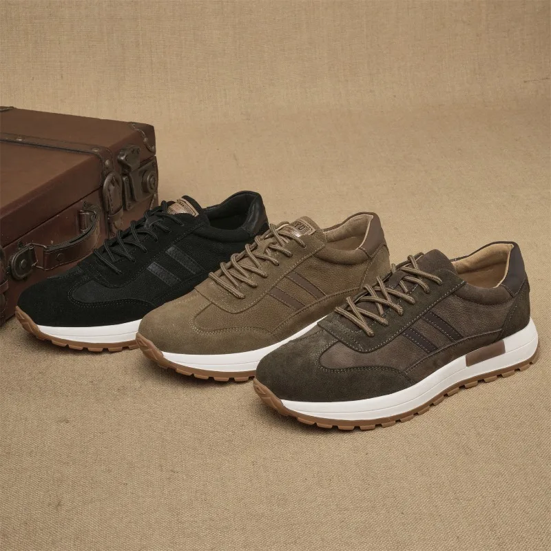 Outdoor Hiking Top Layer Cowhide Running Shoes Men's Fashionable Casual Leather Shoes Retro Sneakers Trendy Training Shoes 2026