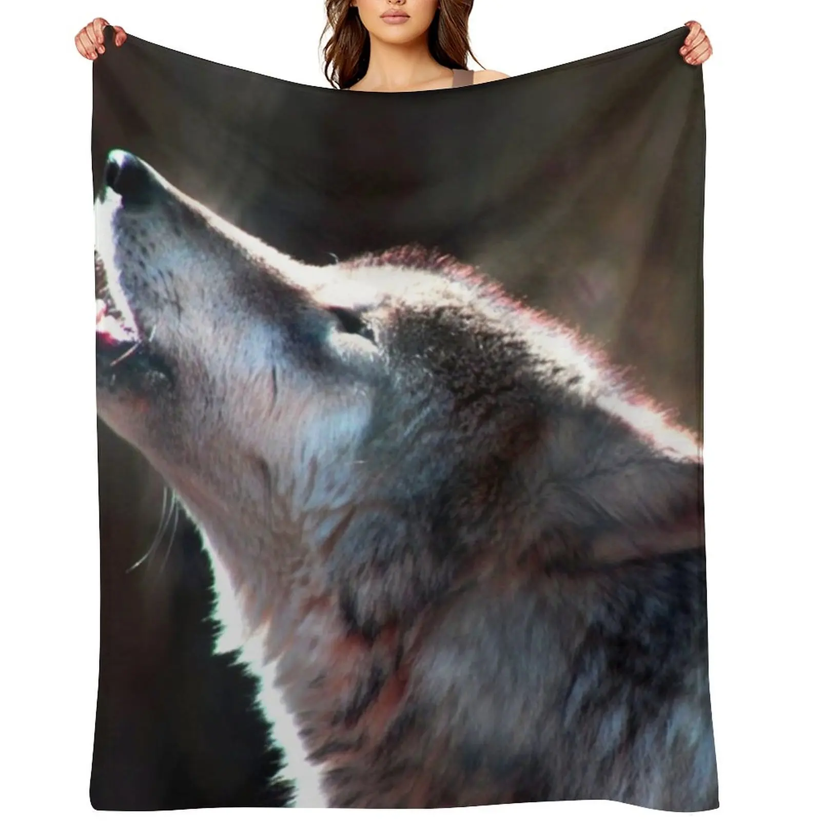 

Wolf Howling Lone Wolf Throw Blanket Single Plaid on the sofa christmas decoration Heavy Blankets