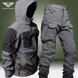 Militär Soft shell setzt Männer Winter wind dichte wasserdichte taktische Jacke Armee Cargo Hose Outdoor Multi-Taschen Fleece warme Anzüge