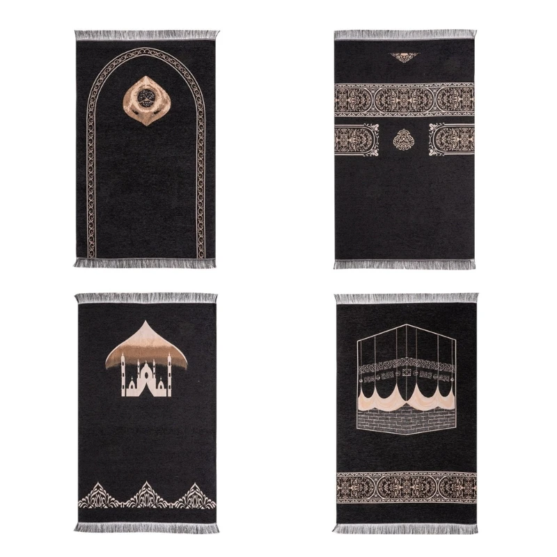 Islamic Prayer Mat with Tassels Muslims Carpet Blanket Pilgrimages Rugs Decors Dropship