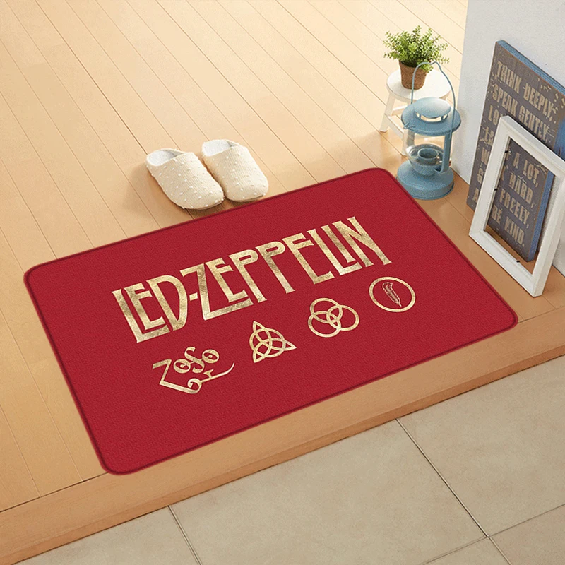 Doormat Flannel Floor Mat Indoor Foot Rug Led Zeppelins Bedside Mats Kitchen Corridor Water Absorbent Carpet Ideal Balcony Decor