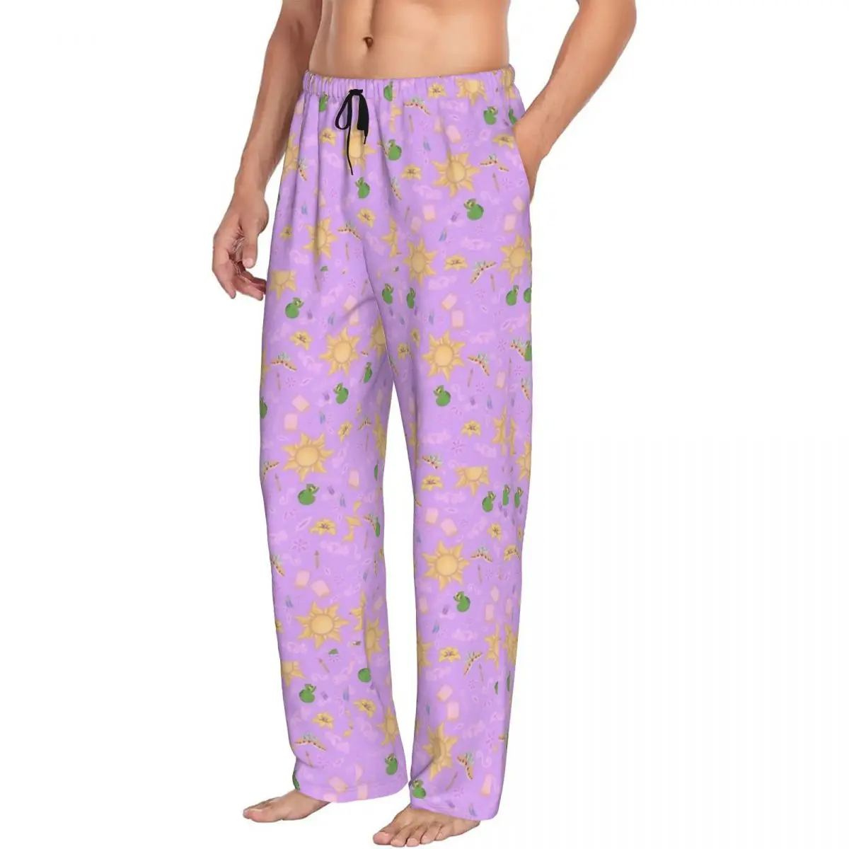 Custom Rapunzel Pattern Men Pajama Pants Lounge Sleep Sleepwear Bottoms with Pockets