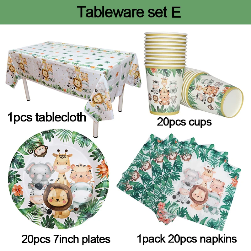 Dschungel Geburtstag Party Dekor Tier Palm Blätter Einweg Geschirr Set Kinder Junge Wild One Forest Safari Geburtstag Party Supplies – Detail 10