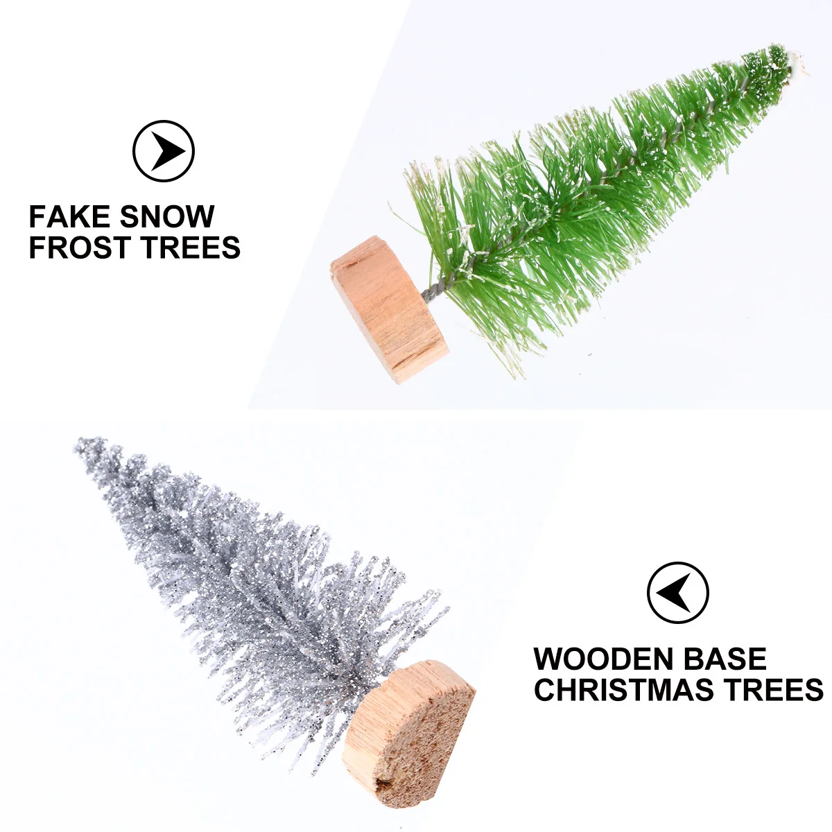 

24Pcs Christmas Ornament Set Mini Pine Trees Wood Base Festive Decor for Architecture Window Show Desk Centerpiece