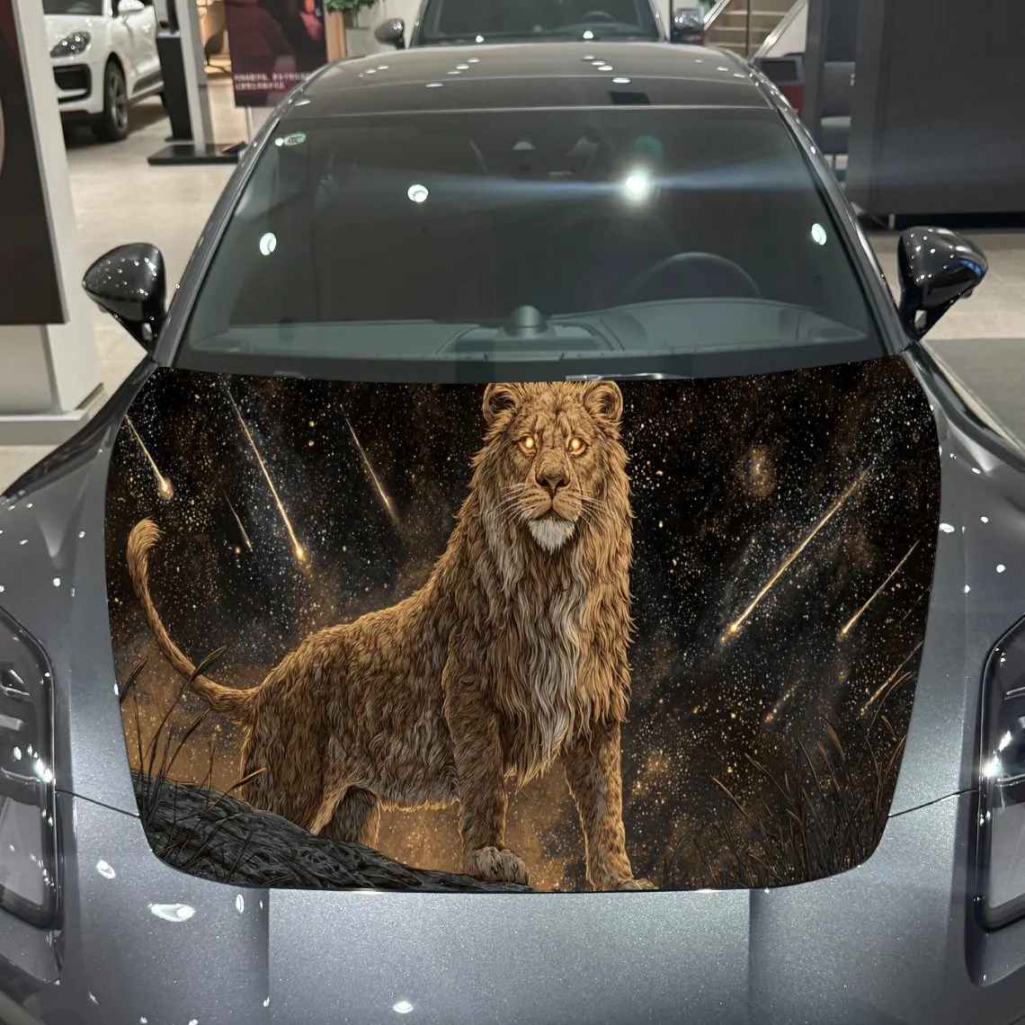 

Dramatic Golden Lion Car Hood Stickers - Self-Adhesive, Waterproof and Durable Vinyl Wrap, Decorate And Protect Your Car - The G