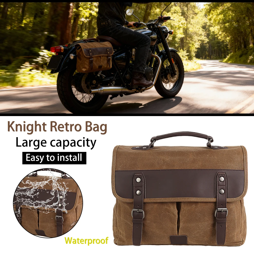 

Detachable High-Capacity Motorcycle Side bag Waterproof Tail Bag Retro Rear Seat Bag Riding Equipment One Shoulder Messenger