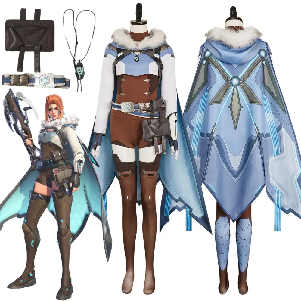 

Freya OW Cosplay Fantasia Costume Disguise for Adult Women Jumpsuit Cloak Belt Bags Set Roleplay Halloween Carnival Party Suit