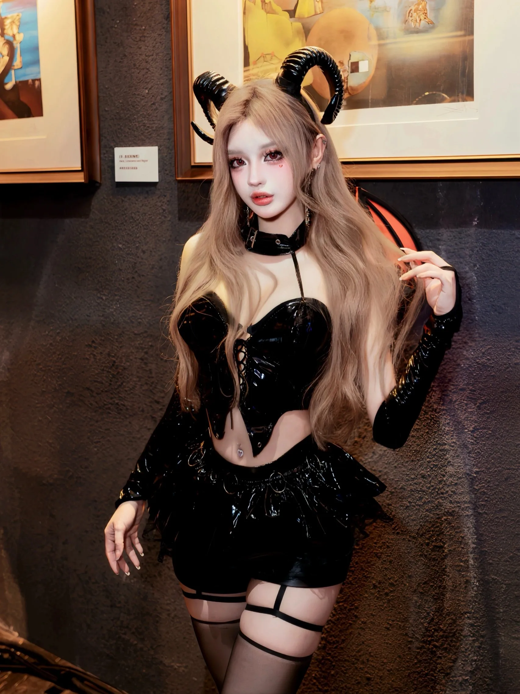 

Хэллоуин Дьявол orm Tempting из искусственной кожи с вырезом на бретельках, ролевой костюм Plang Performance, женский сценический наряд Faion