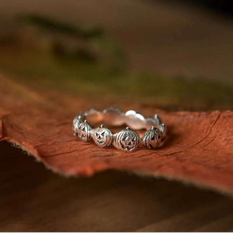 Halloween Goth Rings Creative Punk Halloween Pumpkin Stacking Rings Cool and Fun Jewelry For Halloween Gifts Size 6-10