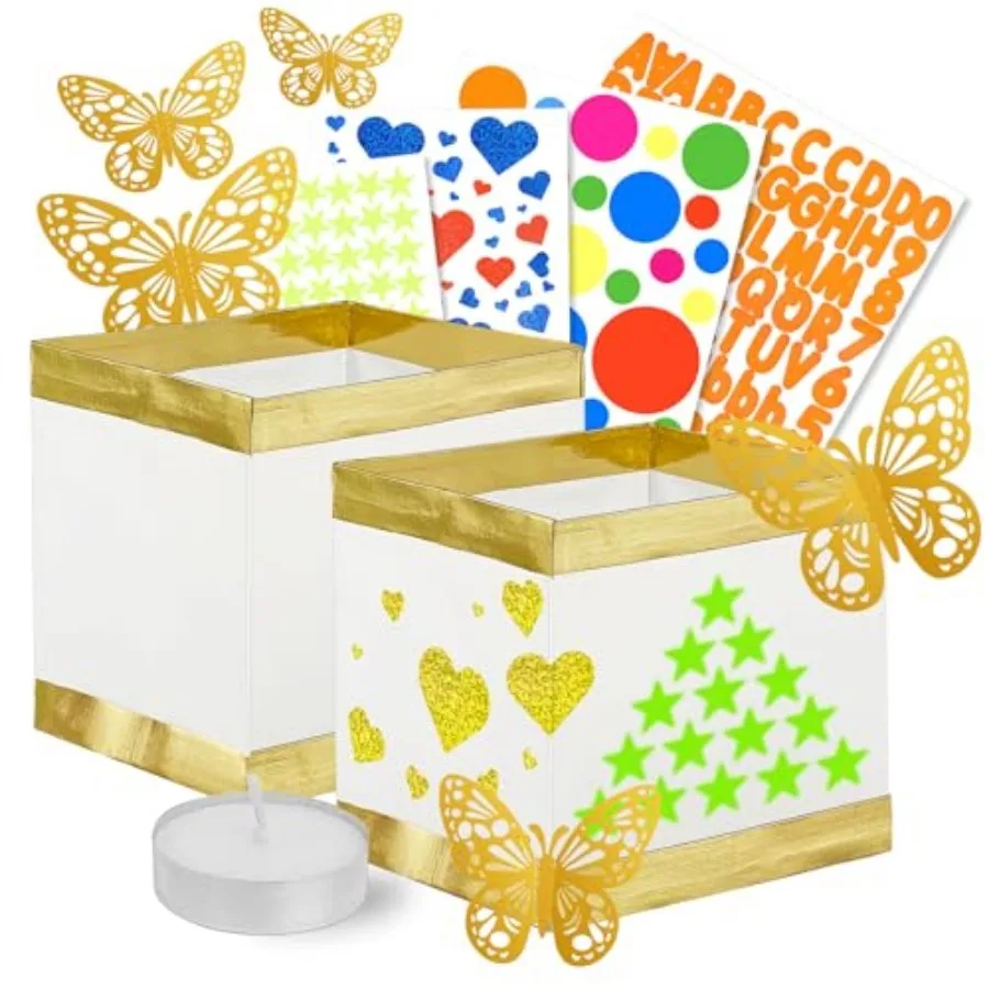 

Set Square Floating Paper Lanterns Come Candles, DIY Butterfly Water Lanterns for Wedding Pool Decorations Outdoor